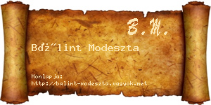 Bálint Modeszta névjegykártya